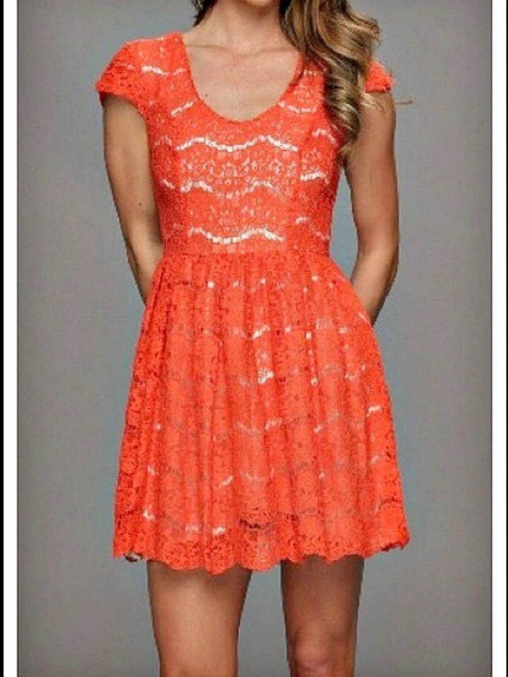 Kimchi Blue Orange Lace Mini Dress